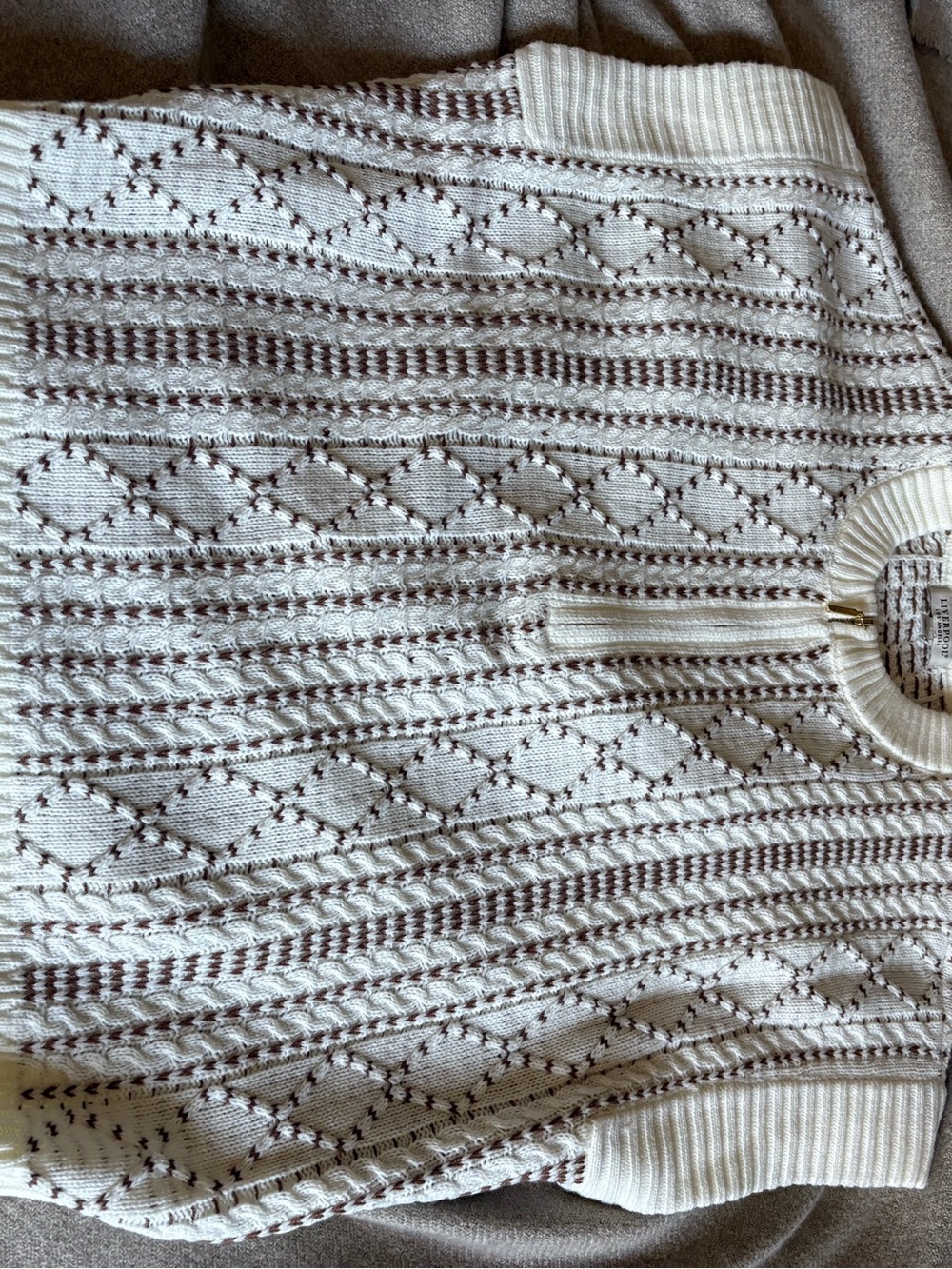 Liverpool cream and brown cap sleeve knit sweater size XL - Picture 4 of 6